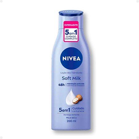 Loção Deo-Hidratante Nivea Soft Milk 5 Em 1 48h 200ml