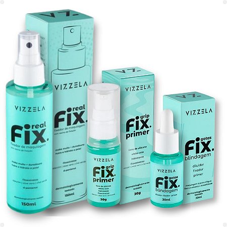 Kit Vizzela Fix: Primer Grip, Fixador Real E Blindagem Gotas
