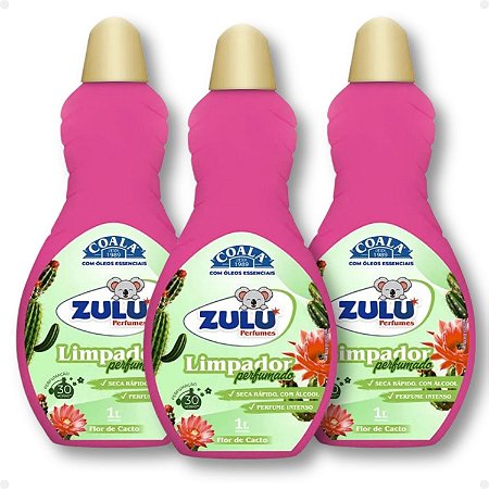 Kit Coala Zulu Perfumes: 3 Limpadores Perfumados Flor De Cacto 500ml