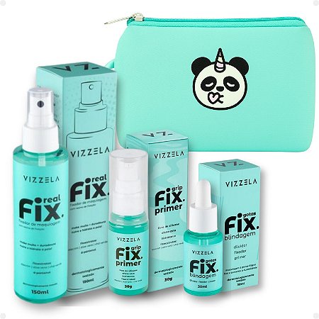 Kit Vizzela Fix: Primer Grip, Fixador Real E Blindagem Gotas + Necessarie