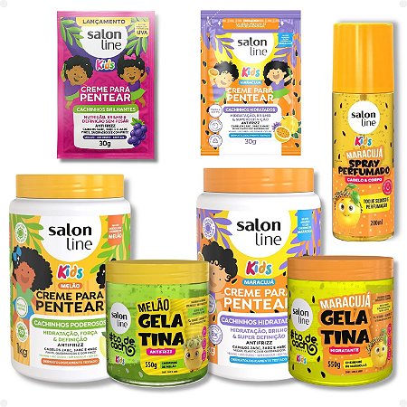 Kit Salon Line Kids Maracujá e Melão: 2 Cremes E 2 Gelatinas + Mimos