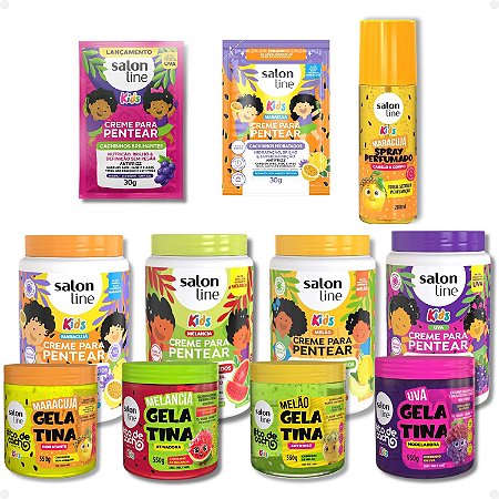 Kit Salon Line Kids Maracujá, Melancia, Melão E Uva: 4 Cremes e 4 Gelatinas