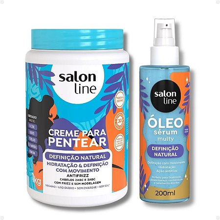 Kit Salon Line Definição Natural: 1 Creme de Pentear 1kg e 1 Óleo Sérum 200ml