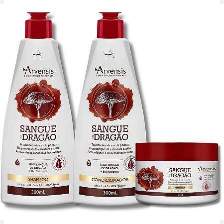 Kit Arvensis Sangue de Dragão: Shampoo 300ml, Condicionador 300ml e Máscara 250g
