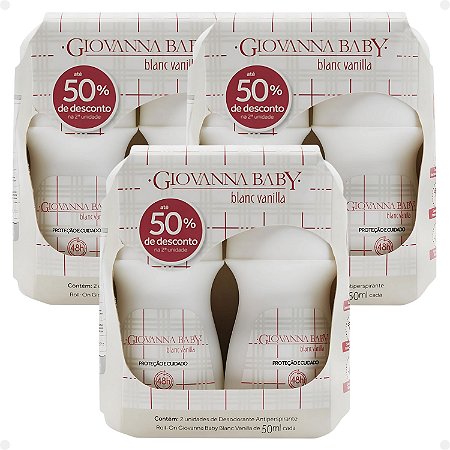 Kit Giovanna Baby: 6 Desodorante Roll-On Blanc Vanilla