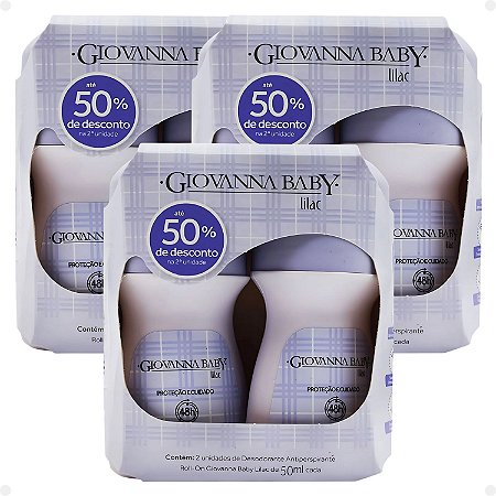 Kit Giovanna Baby: 6 Desodorante Roll-On Lilac