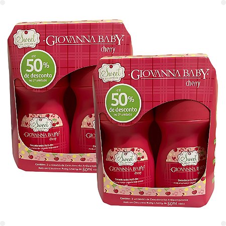Kit Giovanna Baby: 4 Desodorante Roll-On Cherry