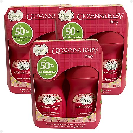Kit Giovanna Baby: 6 Desodorantes Roll-On Cherry