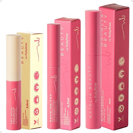 Kit Natalia Beauty by Ruby Rose: Sérum Two Much, Cera Brow On Top e Gel Brow Boss