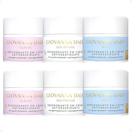 Kit Giovanna Baby: 6 Desodorantes em Creme Antiperspirante 55g