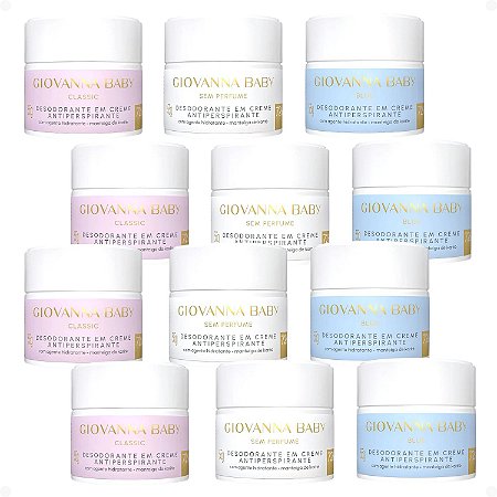 Kit Giovanna Baby: 12 Desodorantes em Creme Antiperspirante 55g