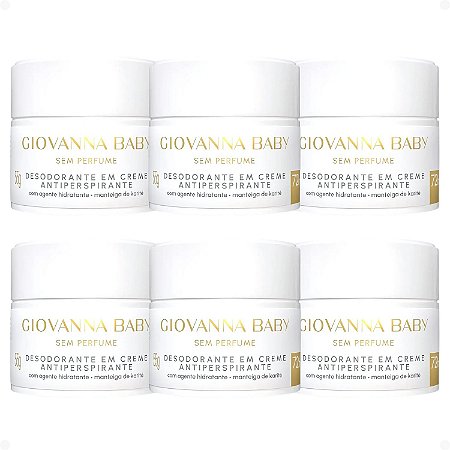 Kit Giovanna Baby Sem Perfume: 6 Desodorantes em Creme Antiperspirante 55g