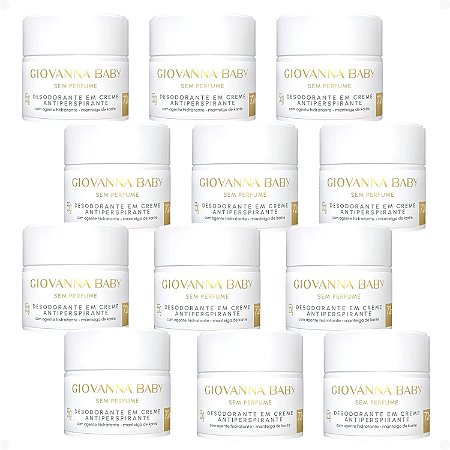 Kit Giovanna Baby Sem Perfume: 12 Desodorantes em Creme Antiperspirante 55g