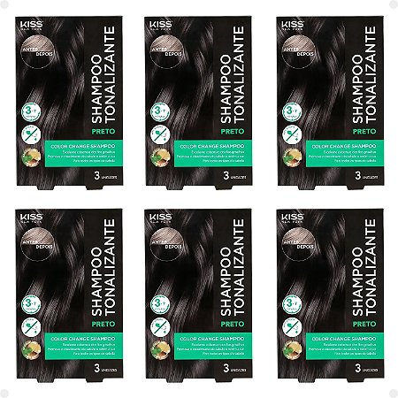 Kit Kiss New York Color Change: 6 Shampoo Tonalizante Preto
