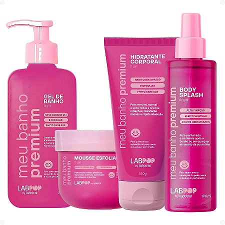 Kit LabPop by Labotrat It Girl: Gel de Banho, Mousse Esfoliante, Hidratante Corporal e Body Splash