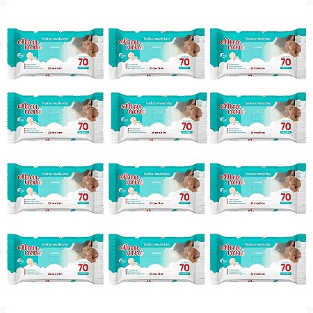 Kit Meu Nenê: 12 Pacotes Toalhas Umedecidas 20x13cm Com 70Un