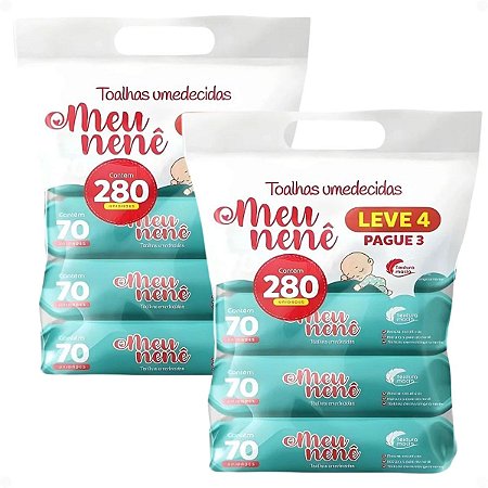 Kit Meu Nenê Toalhas Umedecidas Com 70un Leve 8 Pague 6