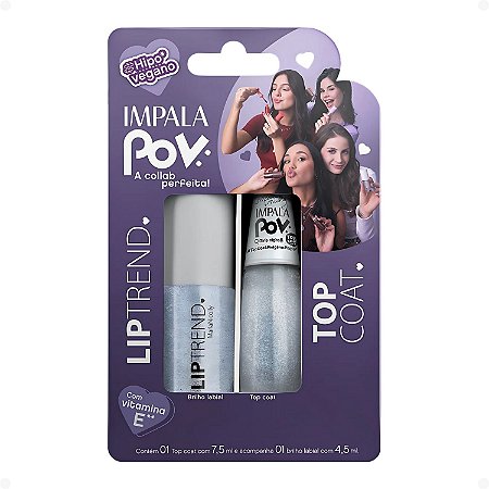 Kit Impala Pov: 1 Top Coat e 1 Gloss Labial Maria Nicolly