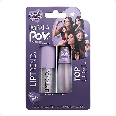 Kit Impala Pov: 1 Top Coat e 1 Gloss Labial Luara