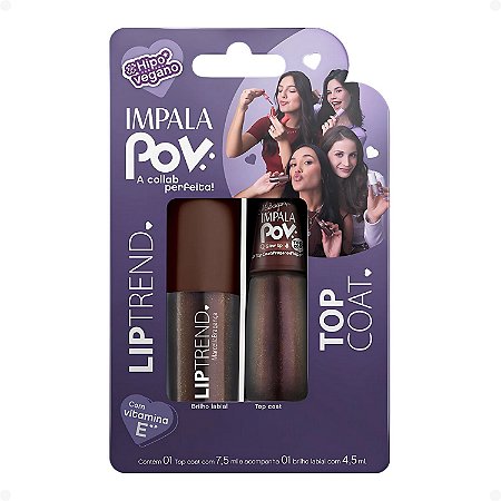 Kit Impala Pov: 1 Top Coat e 1 Gloss Labial Marcella