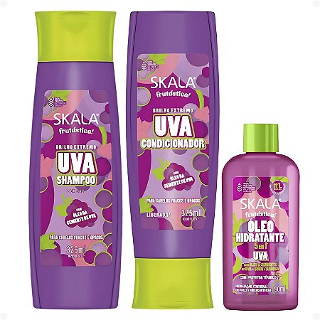 Kit Skala Frutástica Uva: Shampoo e Condicionador + Óleo Hidratante 90ml