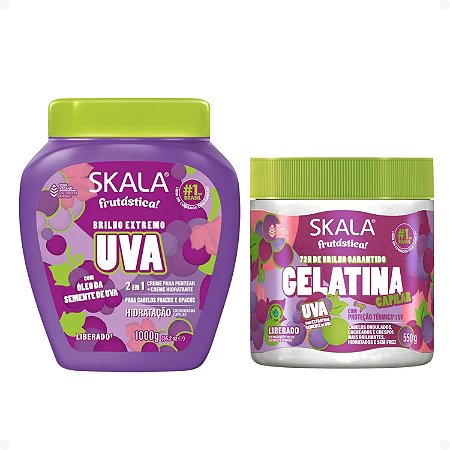Kit Skala Frutástica Uva: Creme de Tratamento 1000g e Gelatina Capilar 500g