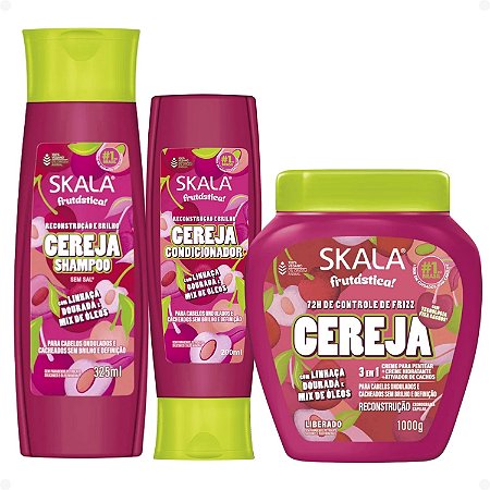 Kit Skala Frutástica Cereja: Shampoo, Condicionador e Máscara 1000g
