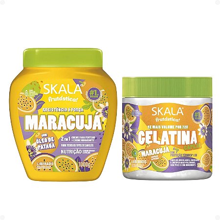 Kit Skala Frutástica Maracujá: Creme de Tratamento 1000g e Gelatina Capilar 550g