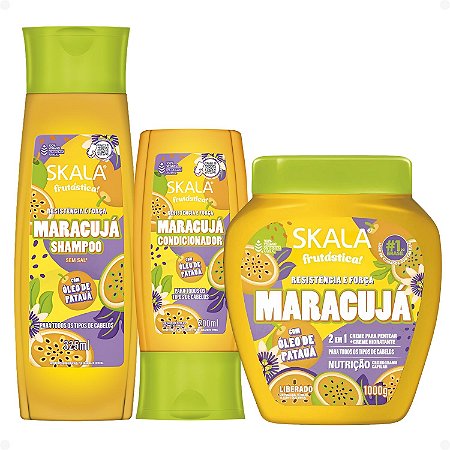 Kit Skala Maracuja: Shampoo 325ml e Condicionador 200ml + Creme De Tratamento 1000g