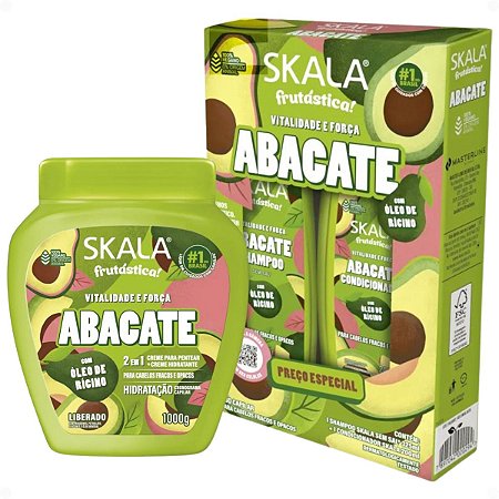 Kit Skala Frutástica Abacate: Shampoo e Condicionador 200ml + Creme Tratamento 1000g