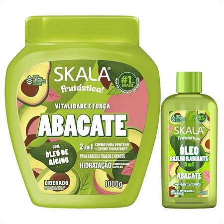 Kit Skala Frutastica Abacate: Creme de tratamento 1000g e Óleo Capilar 90ml