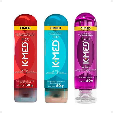 Kit Cimed K-med Lubrificantes Íntimo Trio: Hot, Ice e 2 em 1 50g