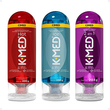 Kit Cimed K-med Lubrificantes Íntimo Trio: Hot, Ice e 2 em 1 200g