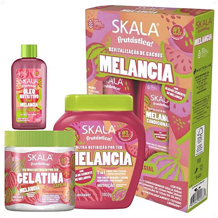 Kit Skala Frutástica Melancia: Shampoo, Condicionador, Creme Tratamento, Gelatina e Óleo Capilar 90ml