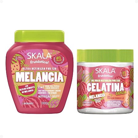 Kit Skala Frutástica Melancia: Creme de Tratamento 1000g e Gelatina Capilar 550g