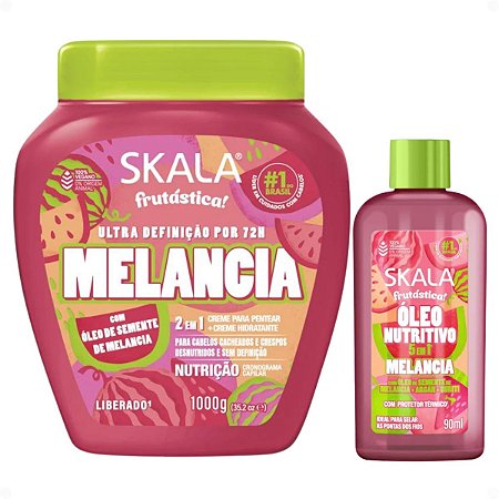 Kit Skala Frutastica Melancia: Creme de tratamento 1000g e Óleo Capilar 90ml