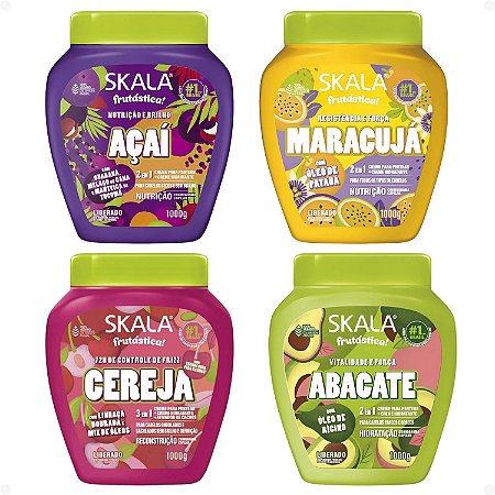 Kit Skala Frutástica Creme de tratamento: Açaí, Maracuja, Cereja e Abacate 1000g