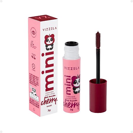 Mini Máscara de Cílios Vizzela No Panda Cherry Bordô 3g