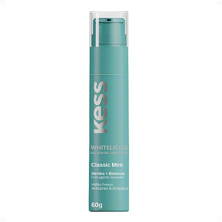 Gel Dental Kess Whitelicious Dentes Mais Brancos Classic Mint 60g