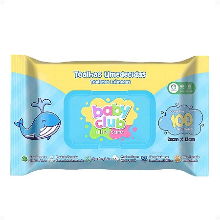 Toalhas Umedecidas Baby Club Ultra Care 20x13cm Com 100Un