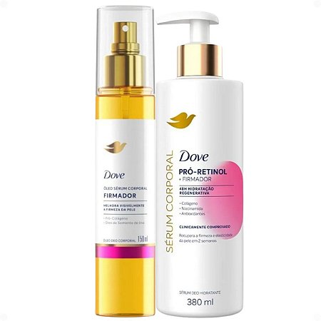 Kit Dove Firmador Pró-Retinol: Óleo Sérum Deo Corporal 150ml e Sérum Deo Hidratante 380ml