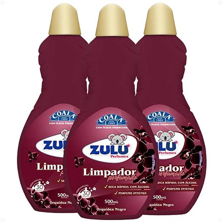 Kit Coala Zulu Perfumes: 3 Limpadores Perfumados Orquídea Negra 500ml