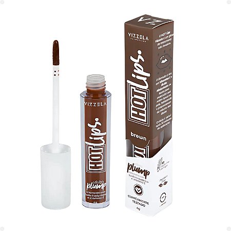 Gloss Labial Vizzela Hot Lips Efeito Plump Brown