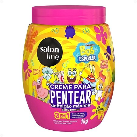 Creme Para Pentear Salon Line Kids Bob Esponja Sos Cachos Definição Máxima 1kg