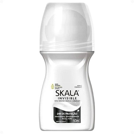 Desodorante Roll-on Skala Invisible Evita Manchas Brancas e Amarelas 60ml