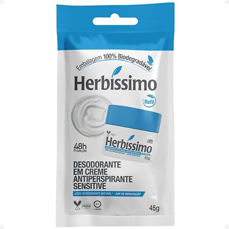 Desodorante Creme Refil Herbíssimo Sensitive Antiperspirante 45g