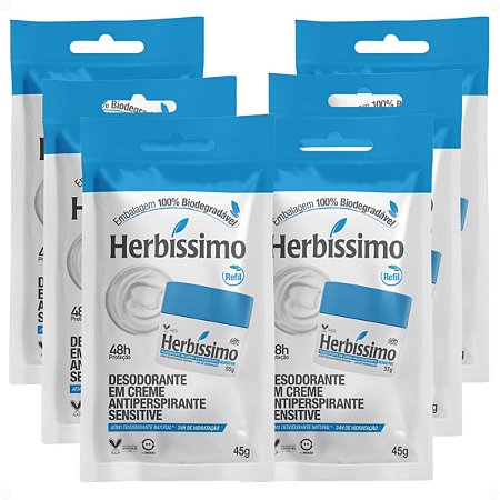 Kit Herbíssimo Refil Sensitive: 6 Desodorantes Cremes Antiperspirantes 45g