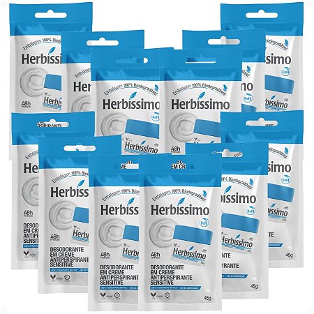 Kit Herbíssimo Refil Sensitive: 12 Desodorantes Cremes Antiperspirantes 45g