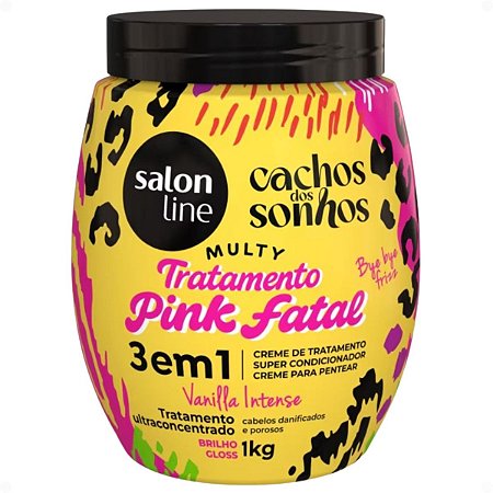 Creme Capilar 3 Em 1 Salon Line Multy Tratamento Pink Fatal Cachos Dos Sonhos 1kg