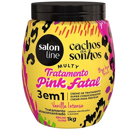 Kit Salon Line Multy Tratamento Pink Fatal: Creme 1kg e Óleo Capilar 50ml